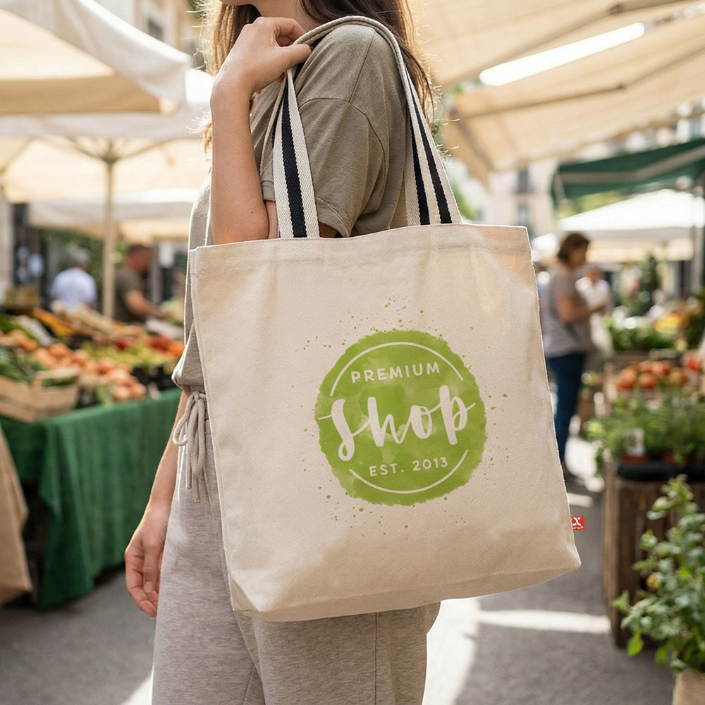 ANTWERPEN – Canvas-Tasche mit langen, zweifarbig gewebten Henkeln