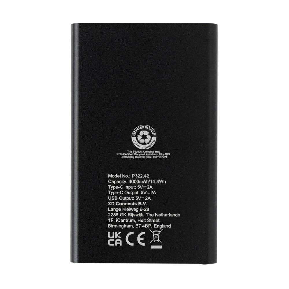 4.000mAh Type-C Powerbank aus RCS recyeltem ABS & Aluminium