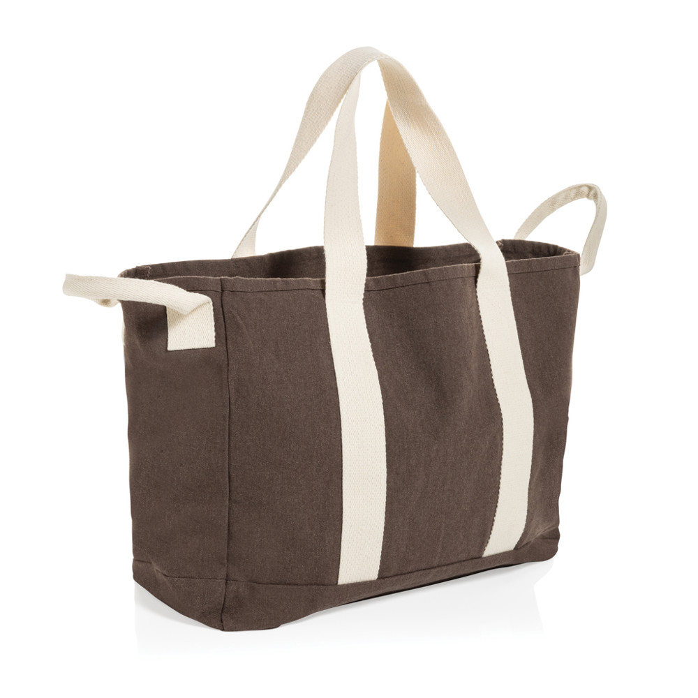 BEAU AWARE™ Strandtasche aus 400gr/m² recyceltem Canvas - braun (± PMS 19-0912 TPG)