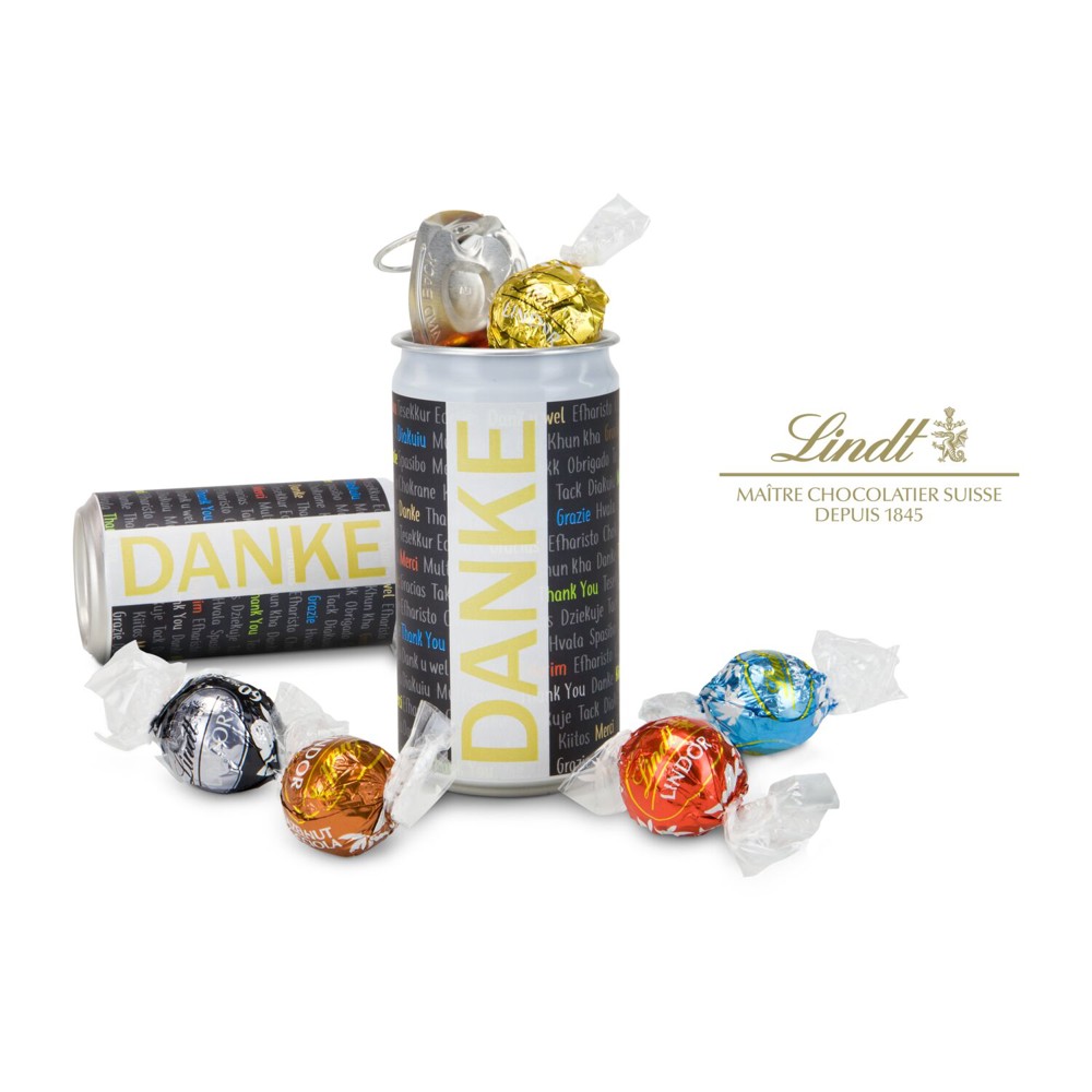 Lindt-Oster-Überraschung, Das Nest in der Dose - Etikett Sie sind das Gelbe vom Ei
