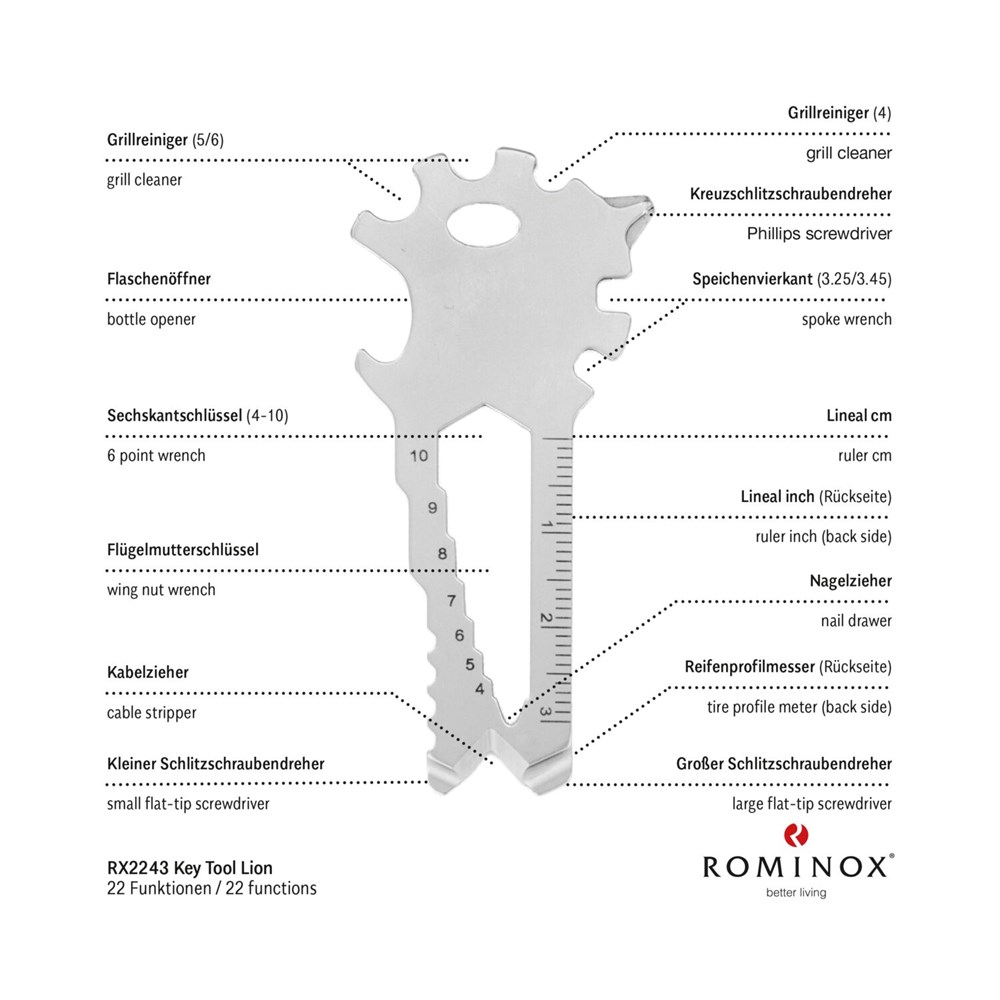 Geschenkartikel: ROMINOX® Key Tool Lion (22 Funktionen) im Motiv-Mäppchen Deutschland Fan Jubelverstärker