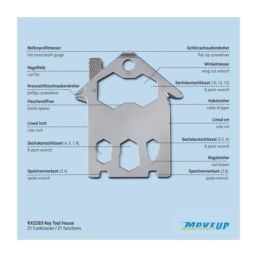 Geschenkartikel: ROMINOX® Key Tool House / Haus (21 Funktionen) im Motiv-Mäppchen Deutschland Fan Jubelverstärker
