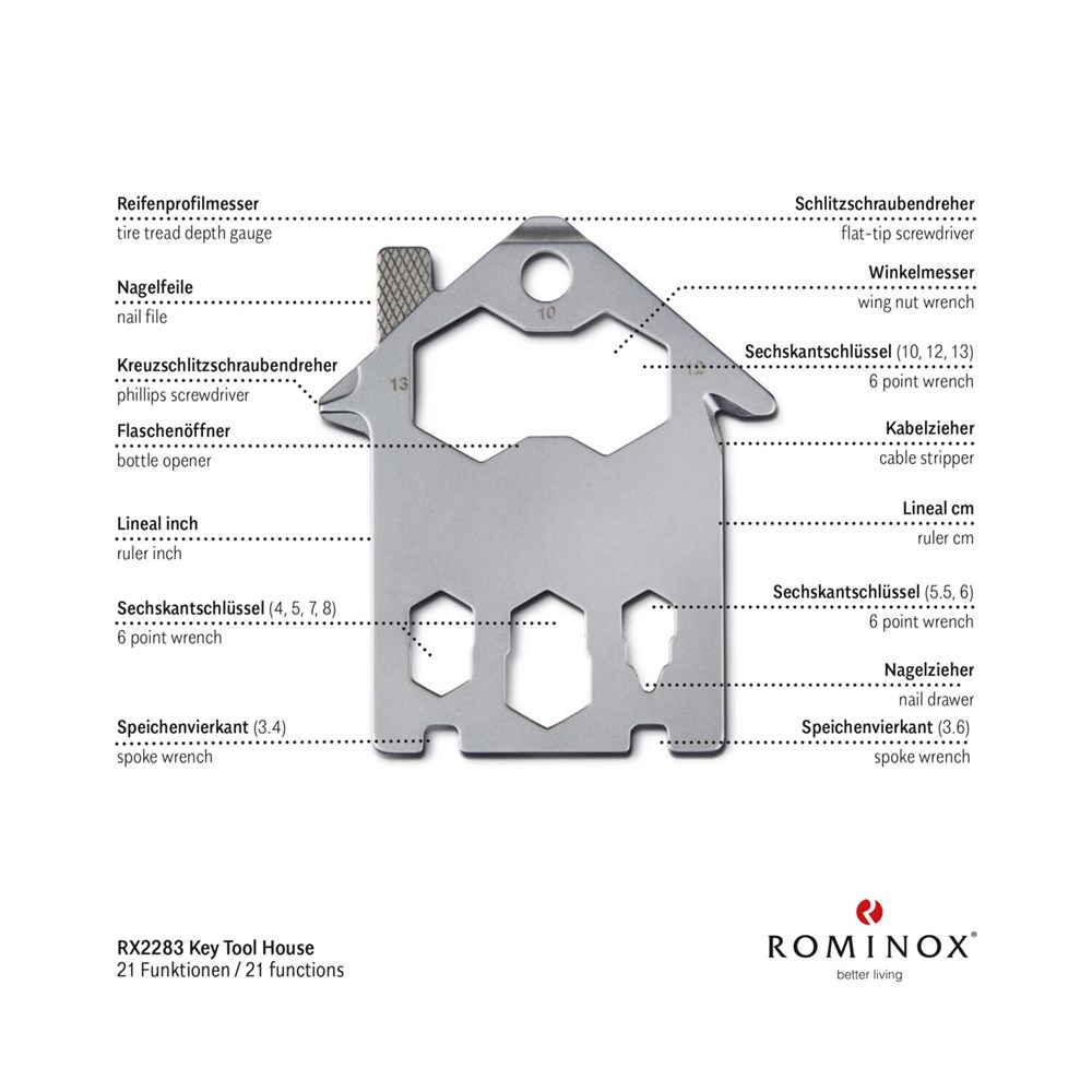 Geschenkartikel: ROMINOX® Key Tool House / Haus (21 Funktionen) im Motiv-Mäppchen Deutschland Fan Jubelverstärker